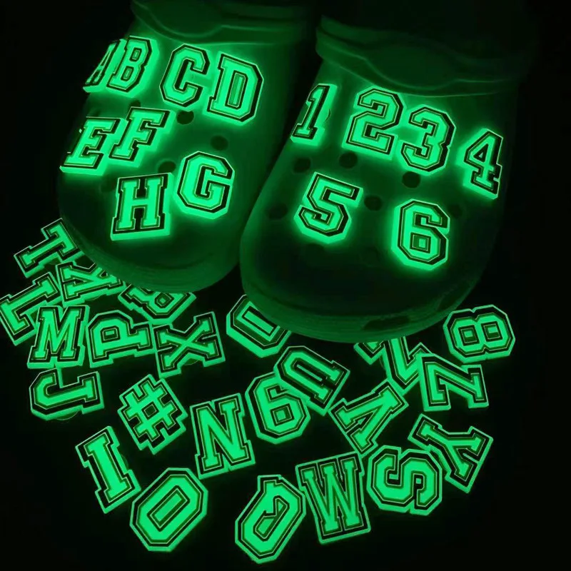 

10pcs Black&White Numbers Fluorescence Croc Charms Free Combination Shoe Accessories Glowing in the Dark Shoe Decorations