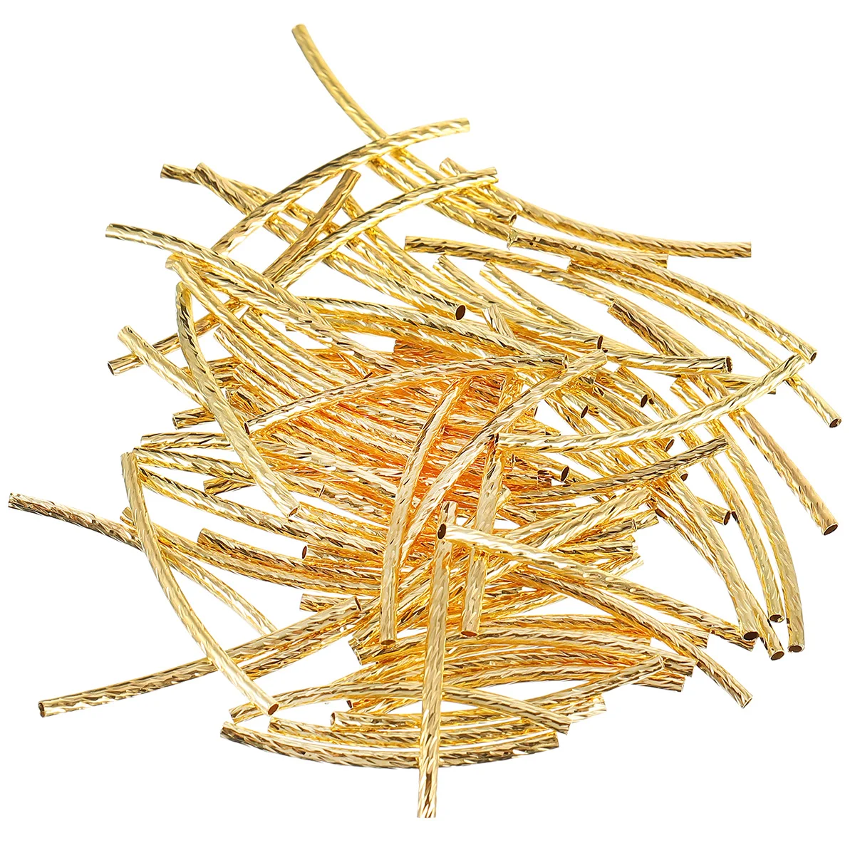 

200 Pcs Spacer Noodle Beads Jewelry Jewelry Making Tube Beads Charm Necklace Car Flower Bend Gild Golden Noodle Beads