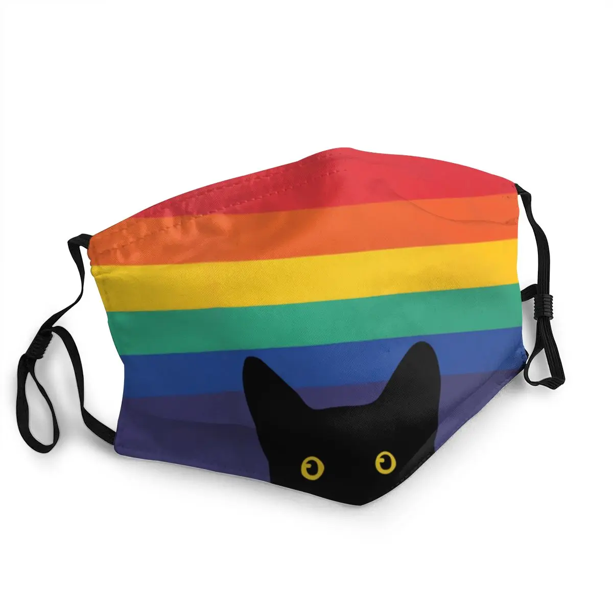 

Peeking Cat In Rainbow Circle Adjustable Face Mask Unisex LGBT Gay Pride Dustproof Protection Cover Respirator Mouth-Muffle