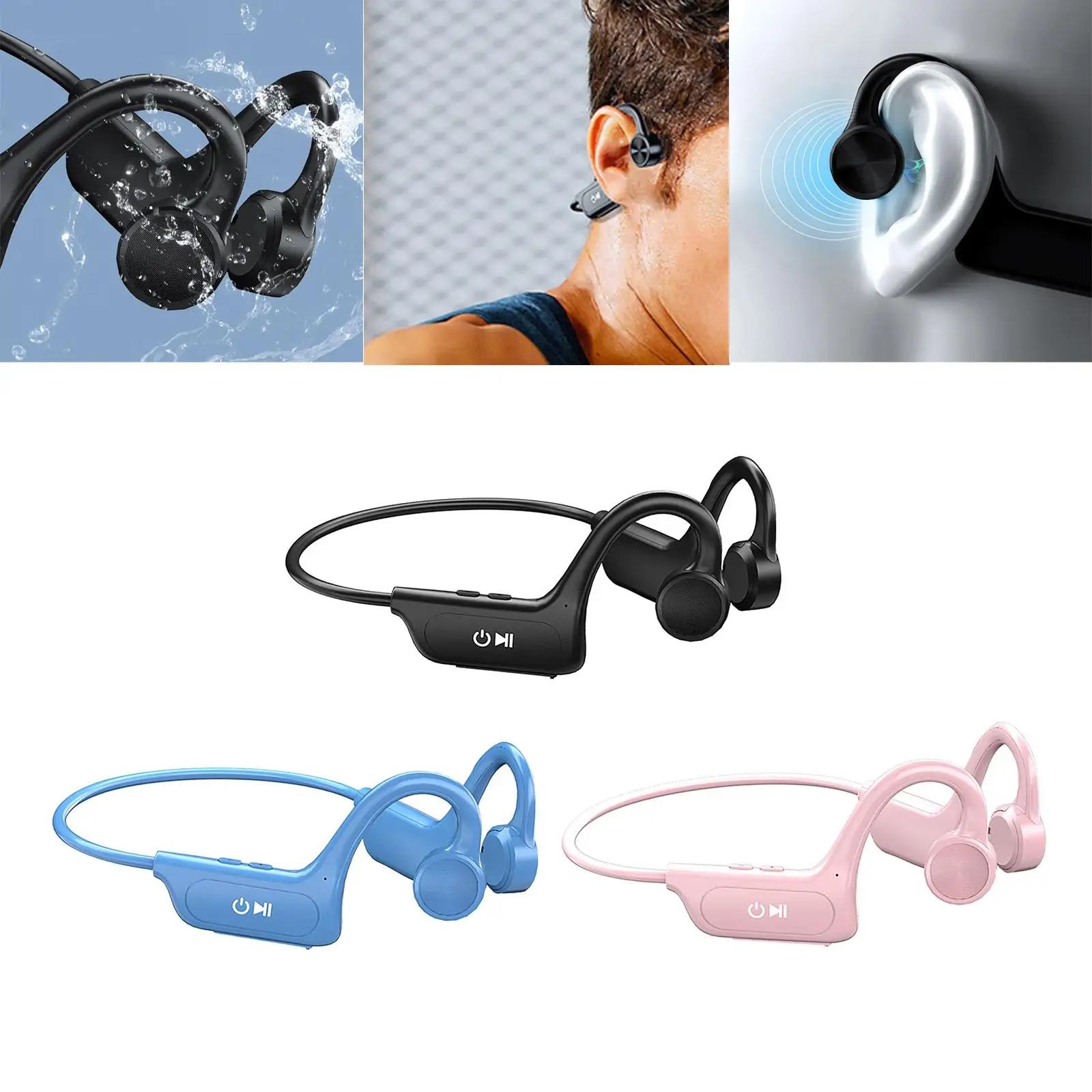 

Bone Conduction Earphone Wireless Bluetooth Headphones Waterproof Sports Headset with Microphone for Workouts Running Driving