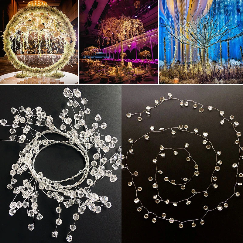 

Decorative Crystal String Acrylic Crystal Beads Curtain Garland Droprain Bead Branch String Crystal Bead Wedding Party Supplies