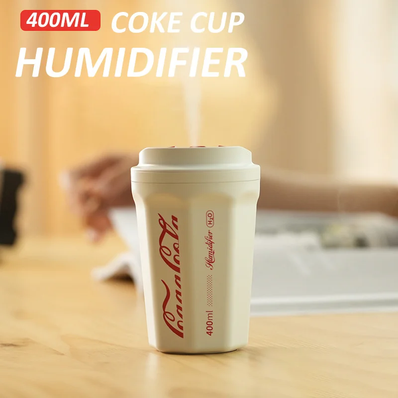 

400ml Coke Cup Air Humidifier Portable Usb Aroma Essential Diffuser with Flame Lamp Ultrasonic Mist Maker Fogger for Home Car