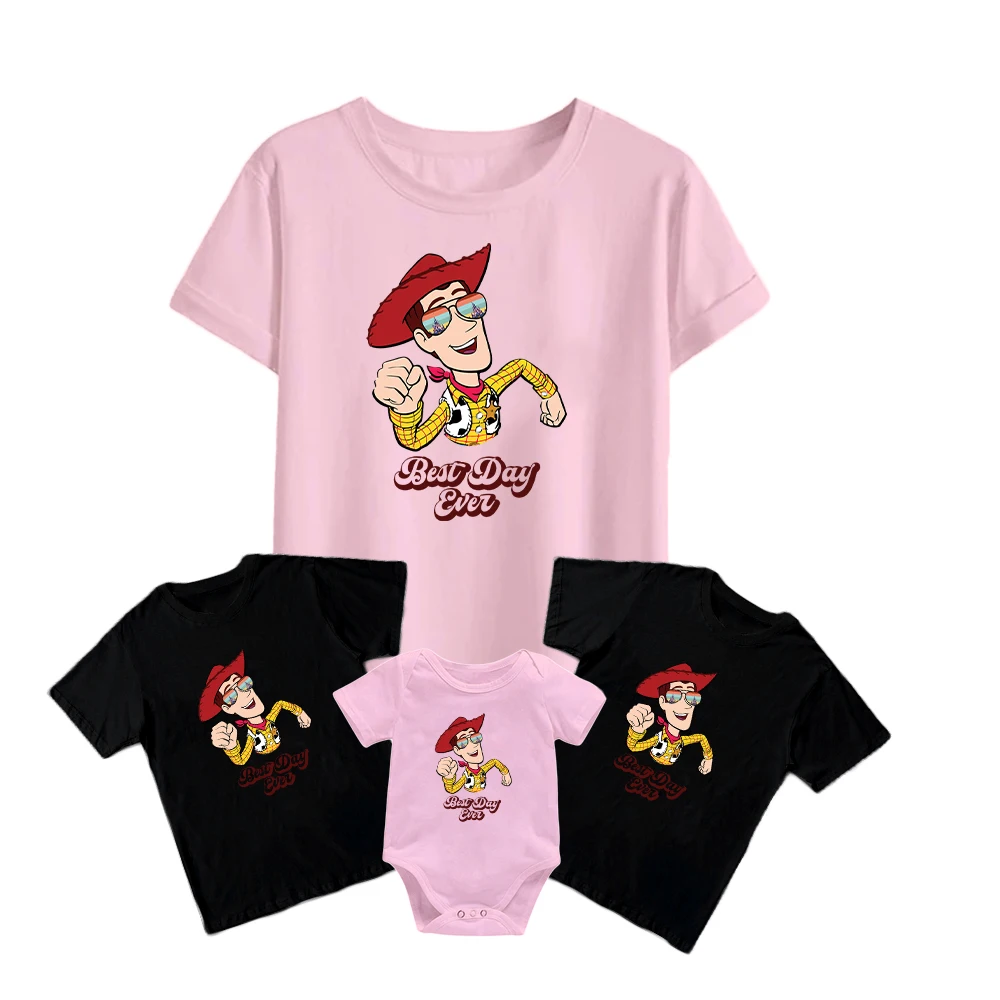 

Детский комбинезон с коротким рукавом, забавный ромпер с солнцезащитными очками, графика, семейный образ, «История игрушек Диснея», унисекс...