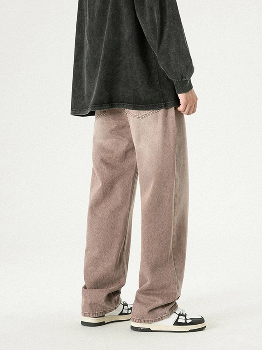 European and American Men's American Street Washed Wide Leg Jeans Men's Trend Retro Loose Vertical Leg Trousers Streetwear Pants