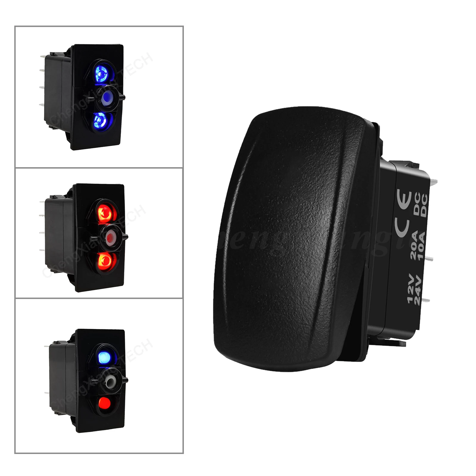 

Кулисный переключатель 12 В 24 В с пустой кнопкой и корпусом подсветки, водонепроницаемый для моторных лодок, кораблей, автомобилей, квадроциклов