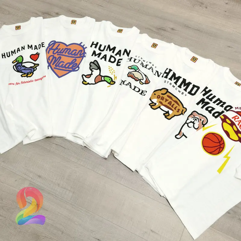 

HUMAN MADE T Shirt High Quality Love Cartoon Flying Duck Dog Pig Slub Cotton Men Women Short Sleeved T-shirts