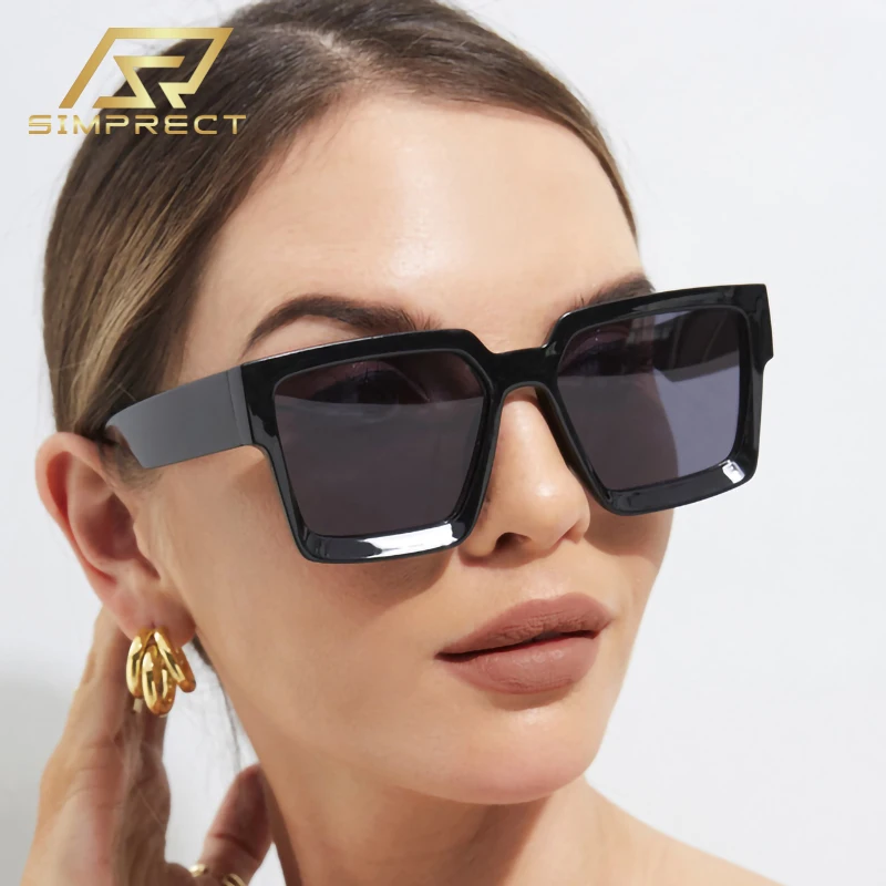 

SIMPRECT большой квадратные очки солнечные женские 2023 UV400 Ультрафиолетовая защита дизайнеров роскошных брендов высокое качество Модные винтажные солнцезащитные очки мужские