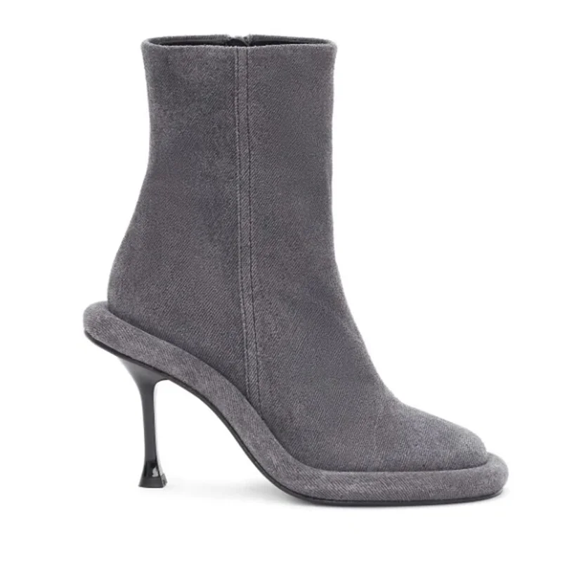 new ankle boots for women European pop microfiber leather pumps sexy lady round toe zipper riding boots wedge boots high heels