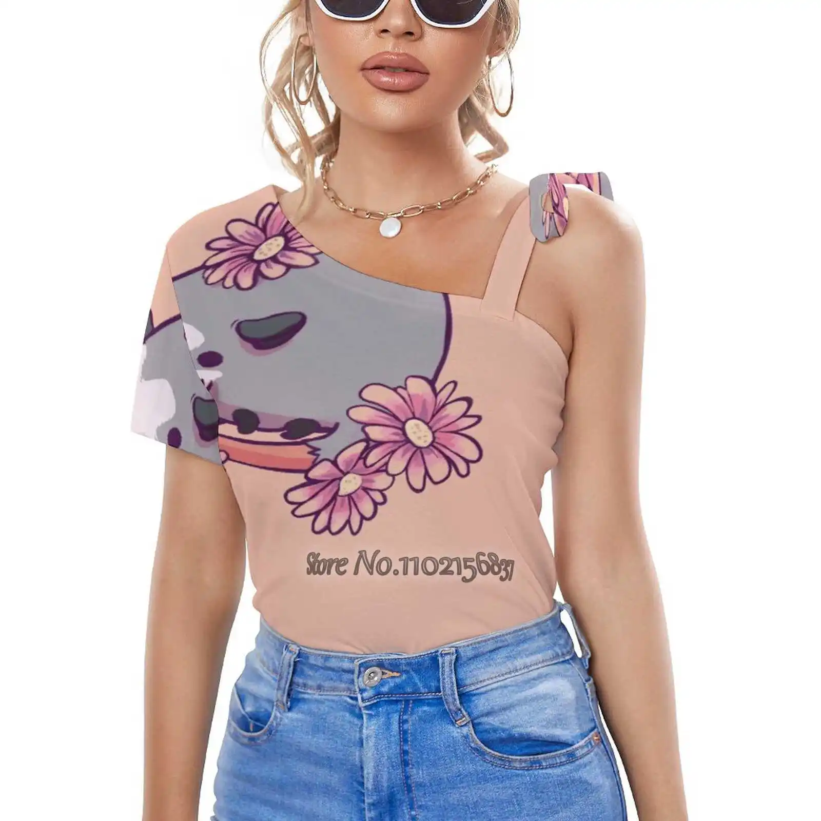 

Skr Футболка женская летняя с принтом, пикантный топ в уличном стиле, корейский топ с животными, криками, цветами, животными, опоссумом