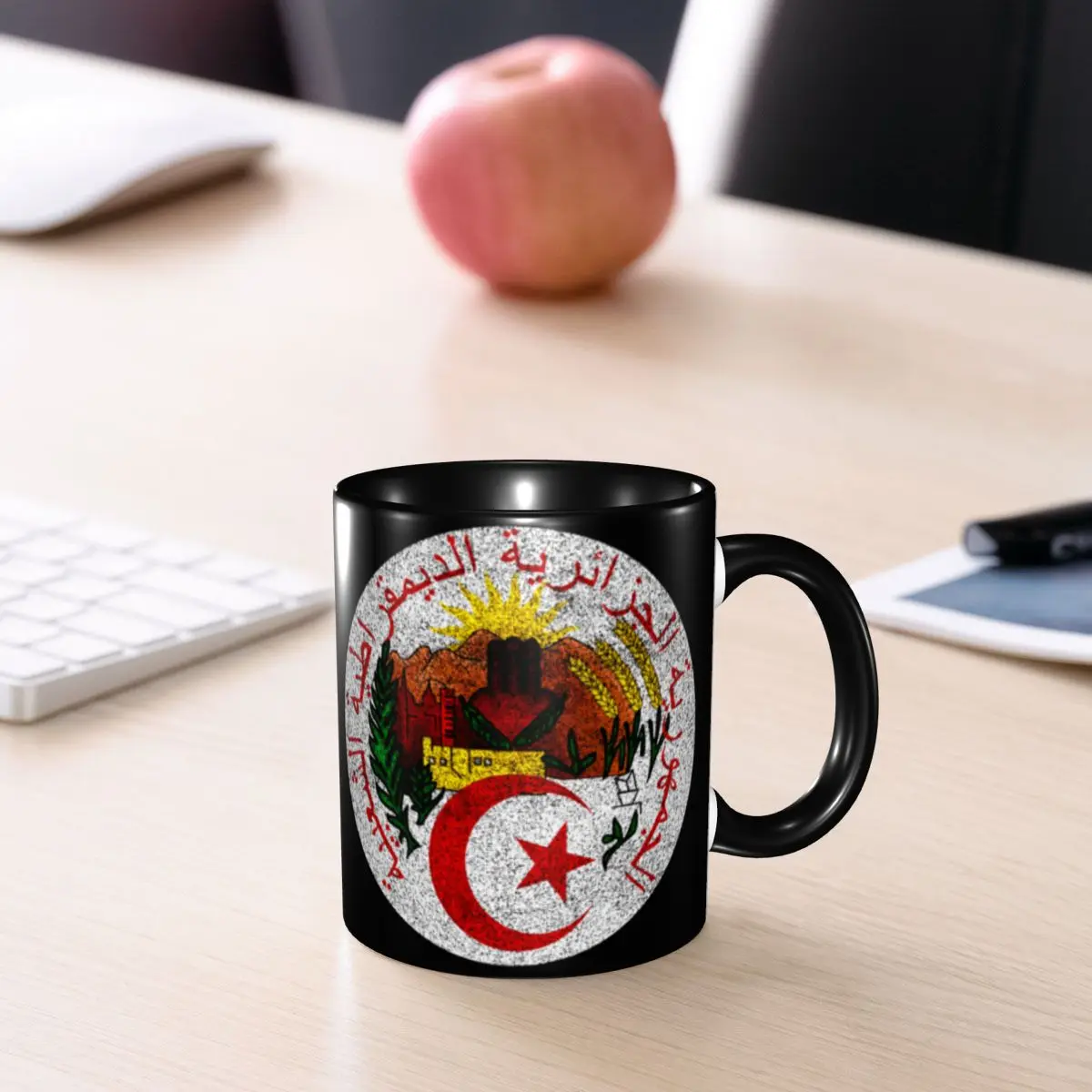 Промо-акция Национальная эмблема Алжира T-кружки графические чашки кружки с