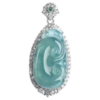 burmese jade ruyi pendant real blue jewelry designer 925 silver necklace charm natural luxury jadeite emerald gemstones