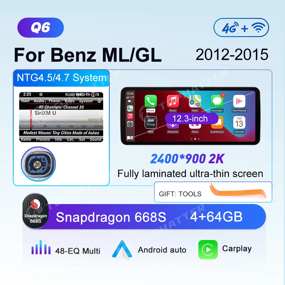 

12.8 2K автомобильное радио для Mercedes Benz ML GL GLE GLS W166 X166 CarPlay Android Auto мультимедийный проигрыватель 668S головное устройство экран 360 Cam