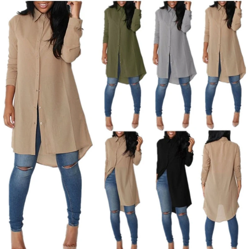 

Loose Solid Dresses Women Turn Down Casual Ladies Office Shirt Dresses Button 2022 Summer Spring Long Sleeve Dresses Vestidos