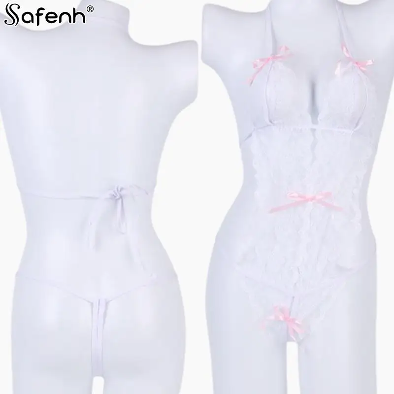

Black White Sexy Lace Body Suits Women Erotic Lingerie Halter Rompers Sexy Teddies Bodysuits Underwear Costumes Female