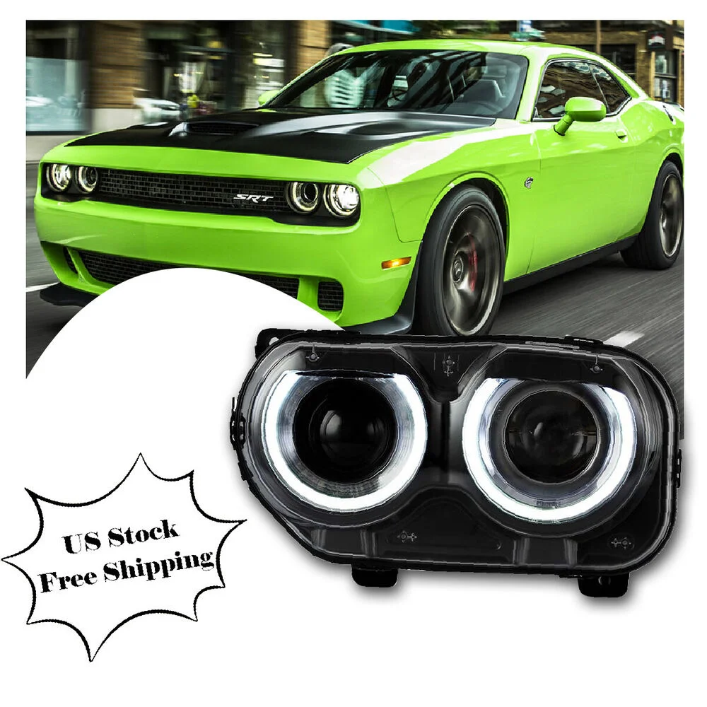 

Car Lights Left Driver Side Headlight For 2015-2022 for Dodge Challenger Head Lamp RT Halo Ring Front DRL Signal Car Accessorie