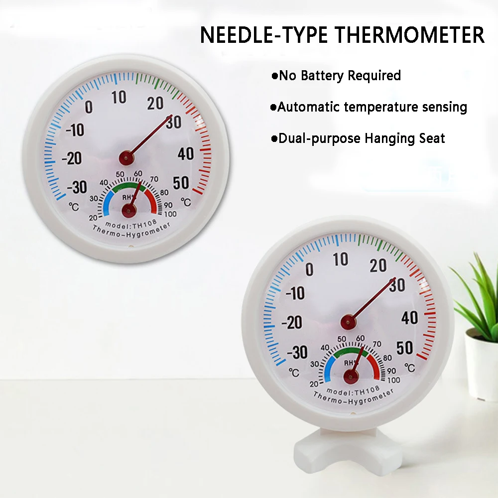 

For In Temperature Round Tester Detector Dial White Hygrometer Meter 2 Greenhouse Thermometer Needle Humidity 1