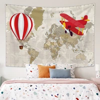 pirate map aircraft hot balloon tapestry bohemia hippie wall hanging baby living room decoration table cover yoga bed sheet mets