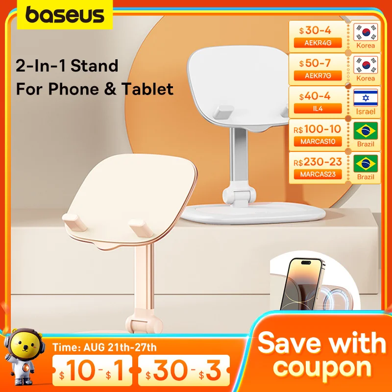 

Baseus Tablet Phone Stand 2-In-1 Desktop Aluminum ABS Stand For iPad Pro 11 12.9 Magnetic Stand for iPhone 12 13 14 Pro Max