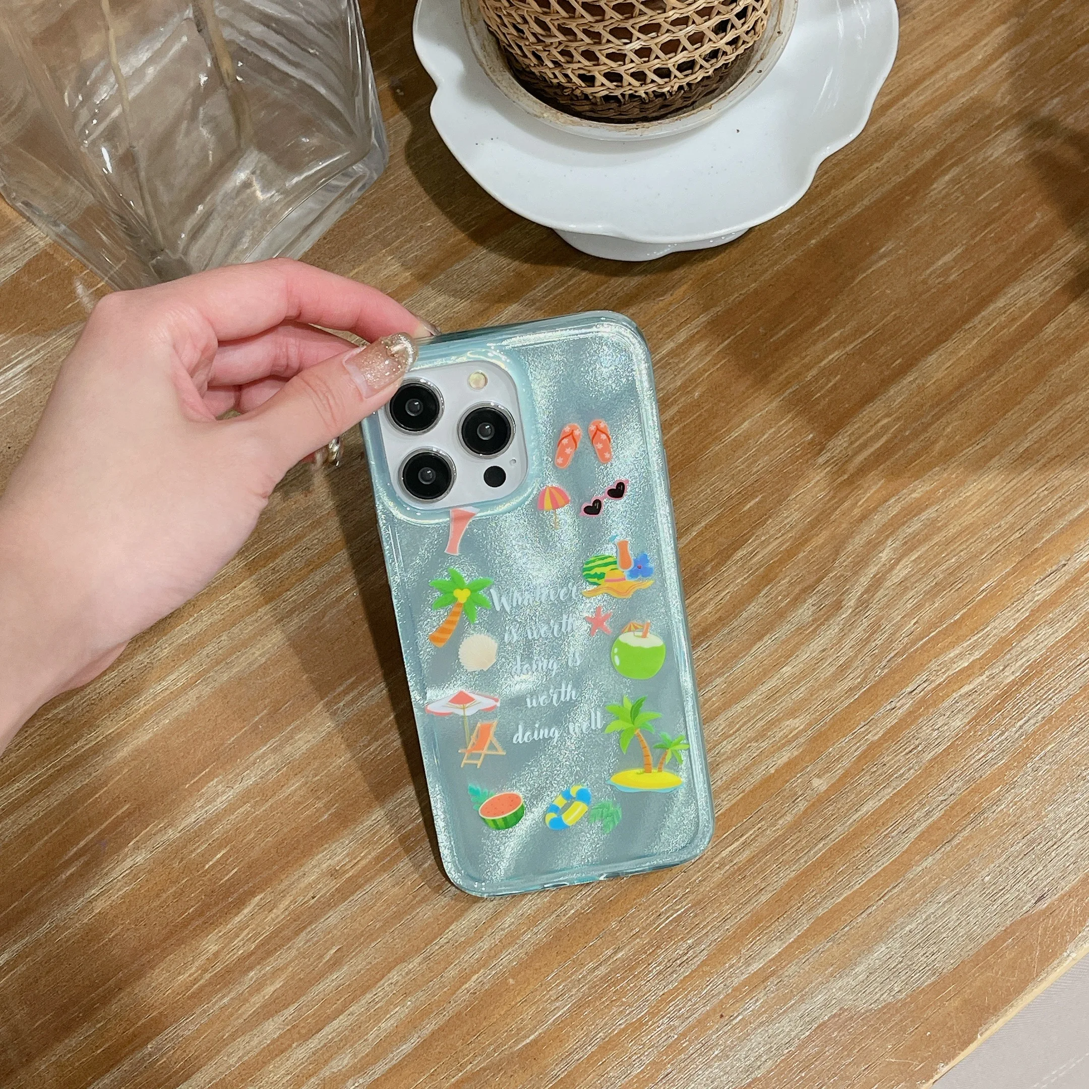 Модный зеленый чехол для телефона с рисунком оловянной фольги iPhone 15 15pro 15promax 14 14pro