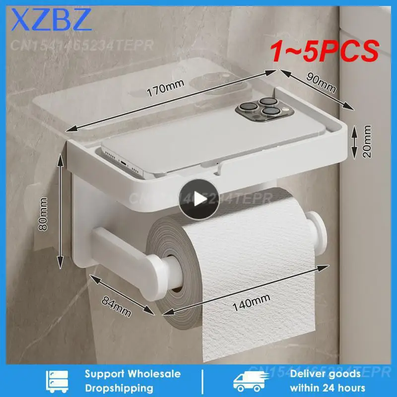 

1~5PCS Nail Free Mount Toilet Paper Holder Bathroom Tissue Accessories Rack Phone Shelf Punch Free Roll Paper Holder Bathroom