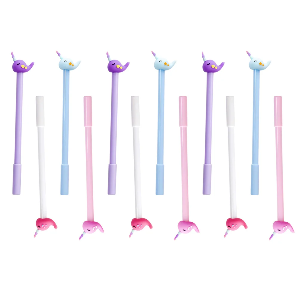 

12pcs Pens Adorable Pens Portable Signature Pens Cartoon Narwhal Designed Pens for Office School Gift