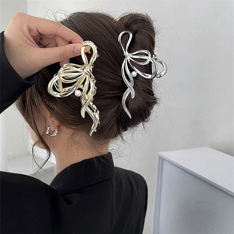 

Женский металлический зажим для волос, с жемчугом