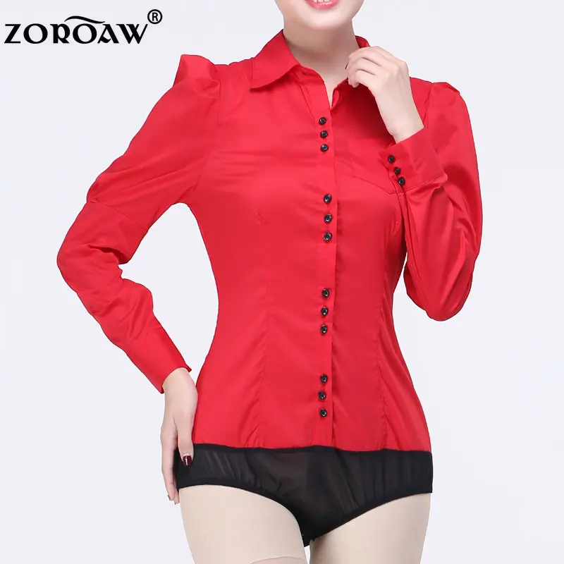 

Elegant Bodysuits Women Office Lady White Body Shirt Long Sleeved Blouse Ladies Collar Tops Female Womens Clothing 2021 New Tops
