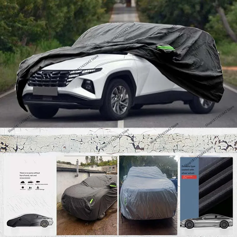 

Защитные чехлы, водонепроницаемый автомобильный чехол, алюминиевая пленка, автомобильный уличный солнцезащитный козырек, полный автомобильный чехол для Hyundai Tucson 475x186x150 см
