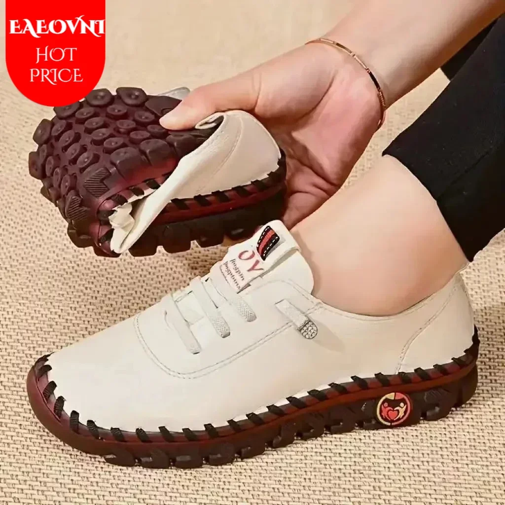 Женские повседневные Мокасины на платформе кожаные туфли шнуровке без застежки