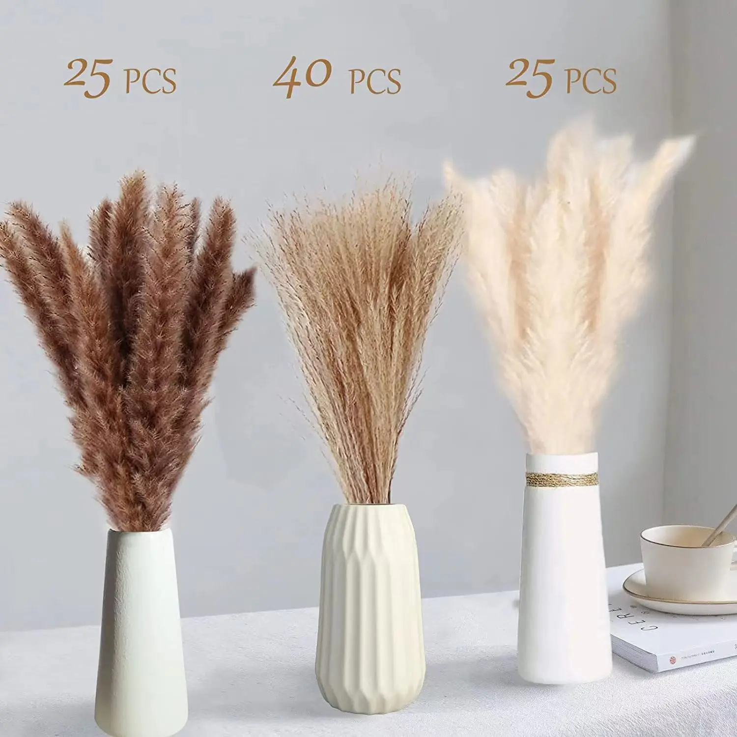 

90PCS Natural Floral Dried Flower Bouquet Reed Whisk Rabbittail Grass Boho Home Nordic Wedding Decor Table Arrange