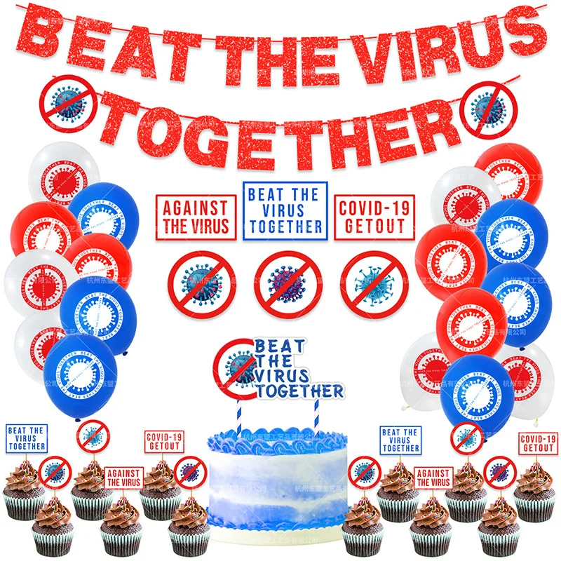 

Beat The Virus Together Theme Party Supplies Victory Belongs Everyone Party Banner Balloons Nurse Doctor Party Decoration