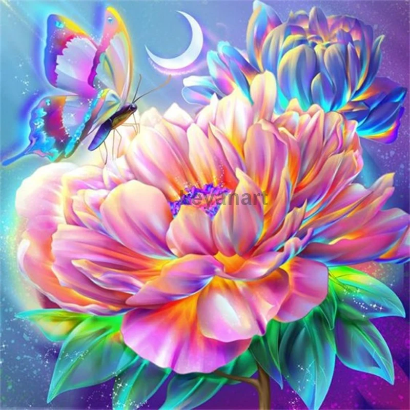 

Полноразмерная 5D квадратная круглая алмазная живопись своими руками искусство цветок с бабочкой картины Вышивка крестиком