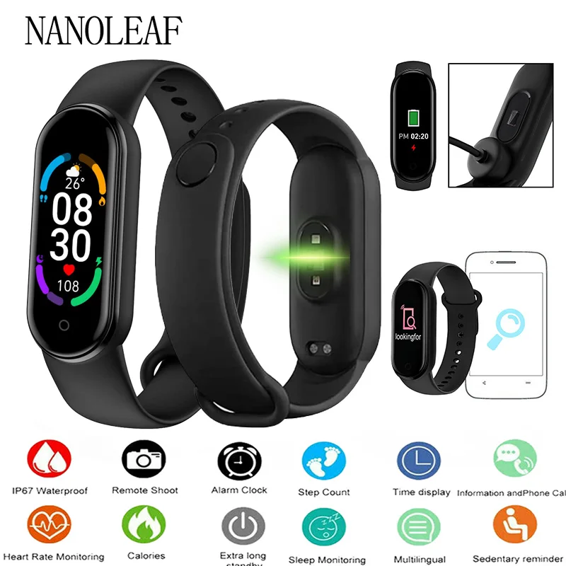

M6 Smart Watch Men's Women's Heart Rate Monitor Blood Pressure Sports Fitness Tracking Sleep Detection Digital Wristwatches