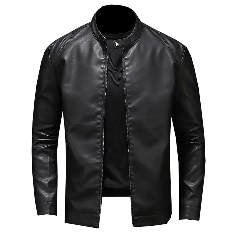

Locomotive leather jacket men Xiaochang collar autumn motorcycle leather jacket slim business handsome Male high quality PU Coat