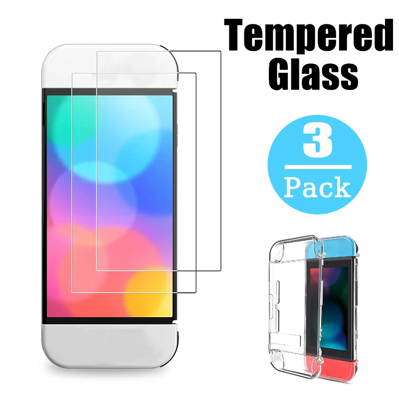 

Закаленное стекло для Nintendo Switch Lite, 3 шт., защитные пленки для экрана, прозрачный чехол из ТПУ Для Switch Lite/NS Oled, защитная пленка