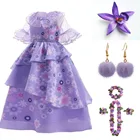 4 шт.компл., платье с изображением цветов, Энканто, Изабелла, костюм Изабеллы, милабельное платье, платье принцессы, платье для девочек, фэнтезийная вечеринка, детская одежда