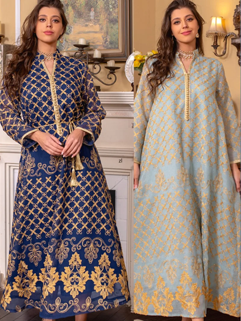 Eid Muslim Women Abaya Morocco Party Dress Caftan Ramadan Prayer Abayas Lace-up Gowns Dubai Arabic Kimono Robe Outwear 2023