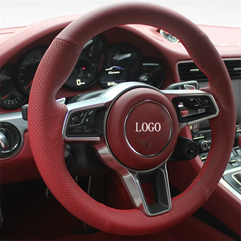 

DIY Hand-Stitch Leather Suede Car Steering Wheel Cover for Porsche Cayenne Macan Panamera 718 911 Interior Auto Accessories