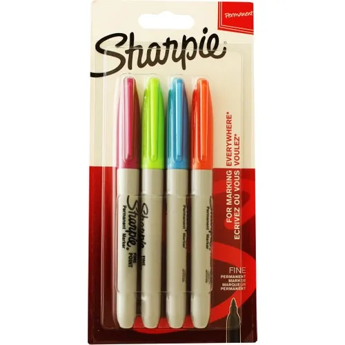 Sharpie Fine Permanent Marker Pen Vivid Colors 4'Lü Package | Канцтовары для офиса и дома