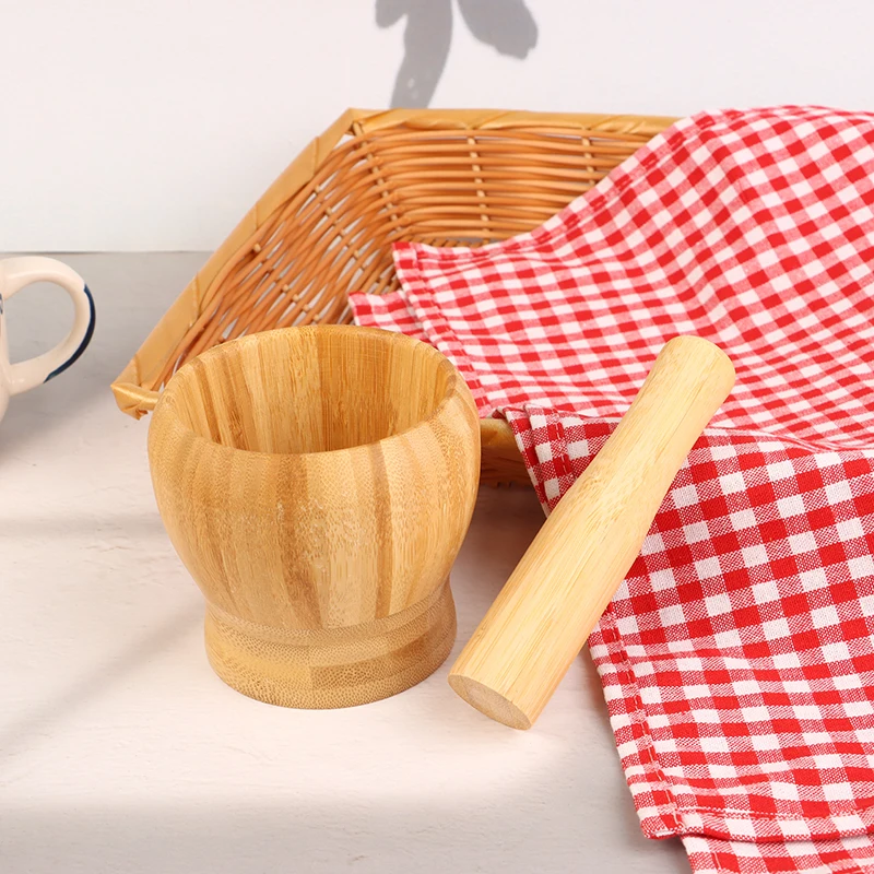 Бамбуковый набор ступка и пестик измельчитель чеснока трав специй перца