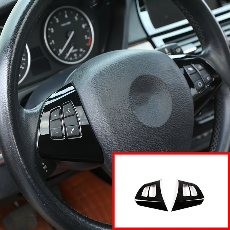 

For BMW X5 Steering Wheel Button Decoration Panel Frame ABS Piano Black 2-Piece Set Interior Of Car Accessories ddf