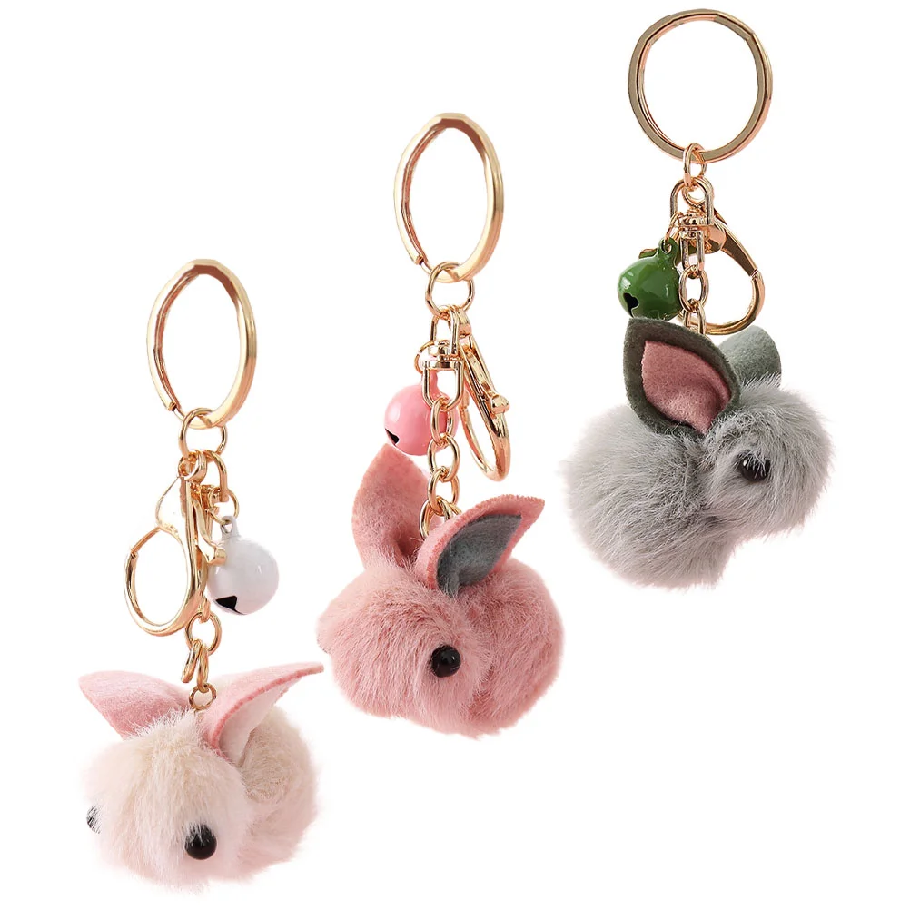 

Keychain Rabbit Bunny Key Plush Pendant Keyring Fluffy Pom Chain Animal Fur Keychains Mini Toys Cute Stuffed Kids Ring Cartoon