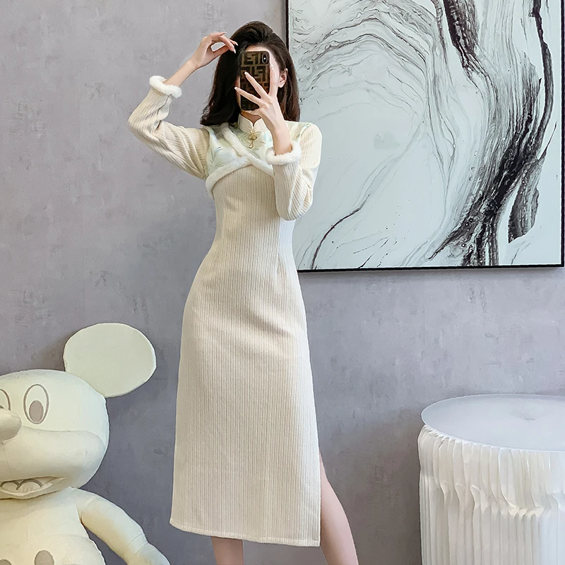 Clearance Brand Overplus Order First-Line Big Winter Temperament Plus size Fleece-lined Thickened Waist Hugging A Word ...