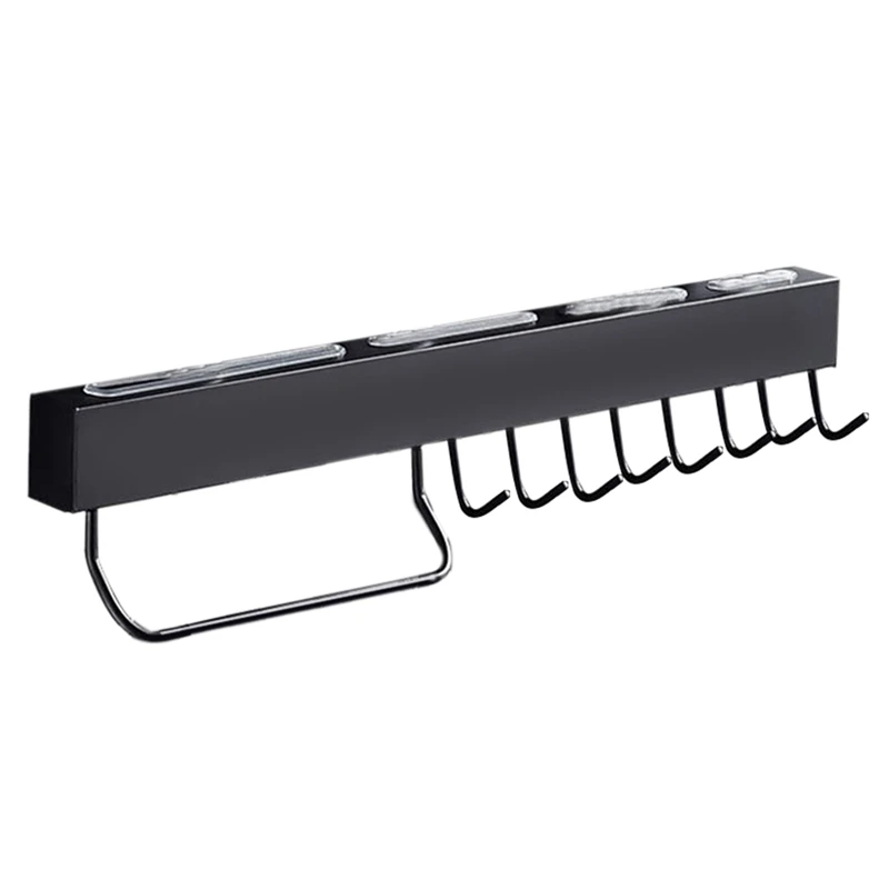 

Stainless Steel Kitchen Wall Rack With 8 Hooks Towel Rack Without Holes 50Cm With A Set Of Accessories