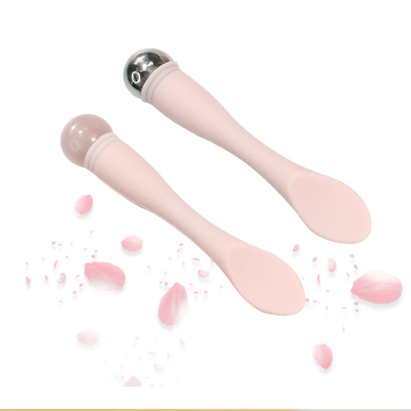 

1PCS New Stainless Steel Massage Stick Silicone Handle Jade Eye Cream Stick Skin Care Cream Spoon Facial Skin Care Tools SSJ239