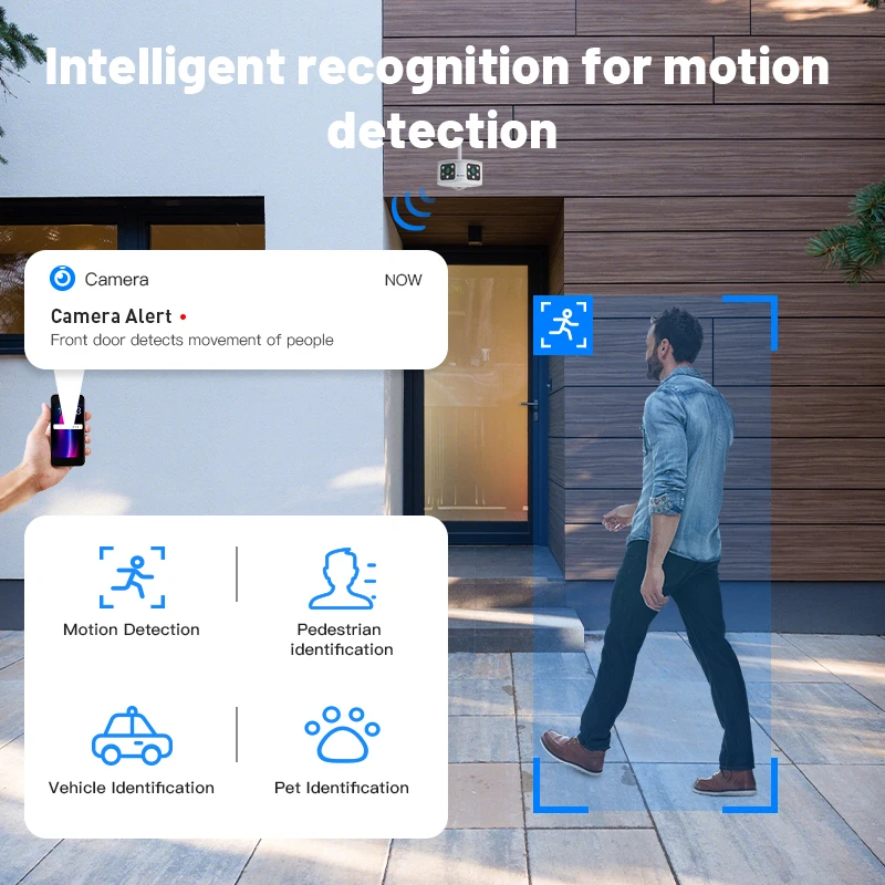 Дешево Наружная камера видеонаблюдения с двумя объективами 4K, Wi-Fi, 5 Мп, 6 МП, 180 °, ультраширокоугольная камера видеонаблюдения с датчиком движения, ...
