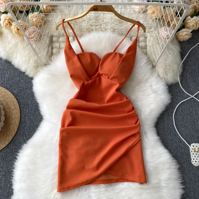 

2022 Summer New Irregular Suspender Skirt Fashion Slim Suspender Dress Temperament Dress