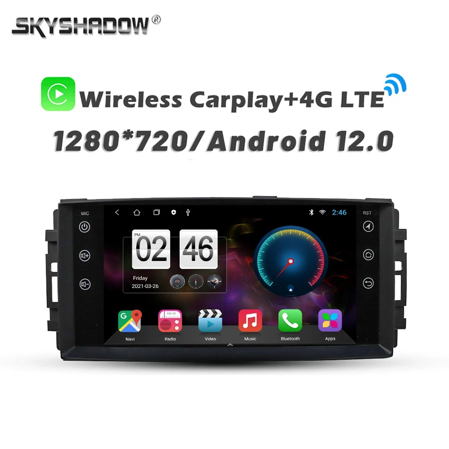 Автомобильный DVD-плеер Carplay 7 дюймов IPS Android 12 0 8 ГБ + 128 GPS Wi-Fi Bluetooth радио для Jeep Compass