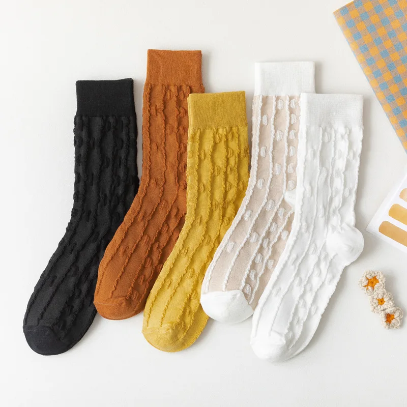 

Simple Woman Cotton Sock Creative Women Socks Solid Casual Thin Sox Breathable Girls Sweet Soft Lolita Spring Summer Calcetines