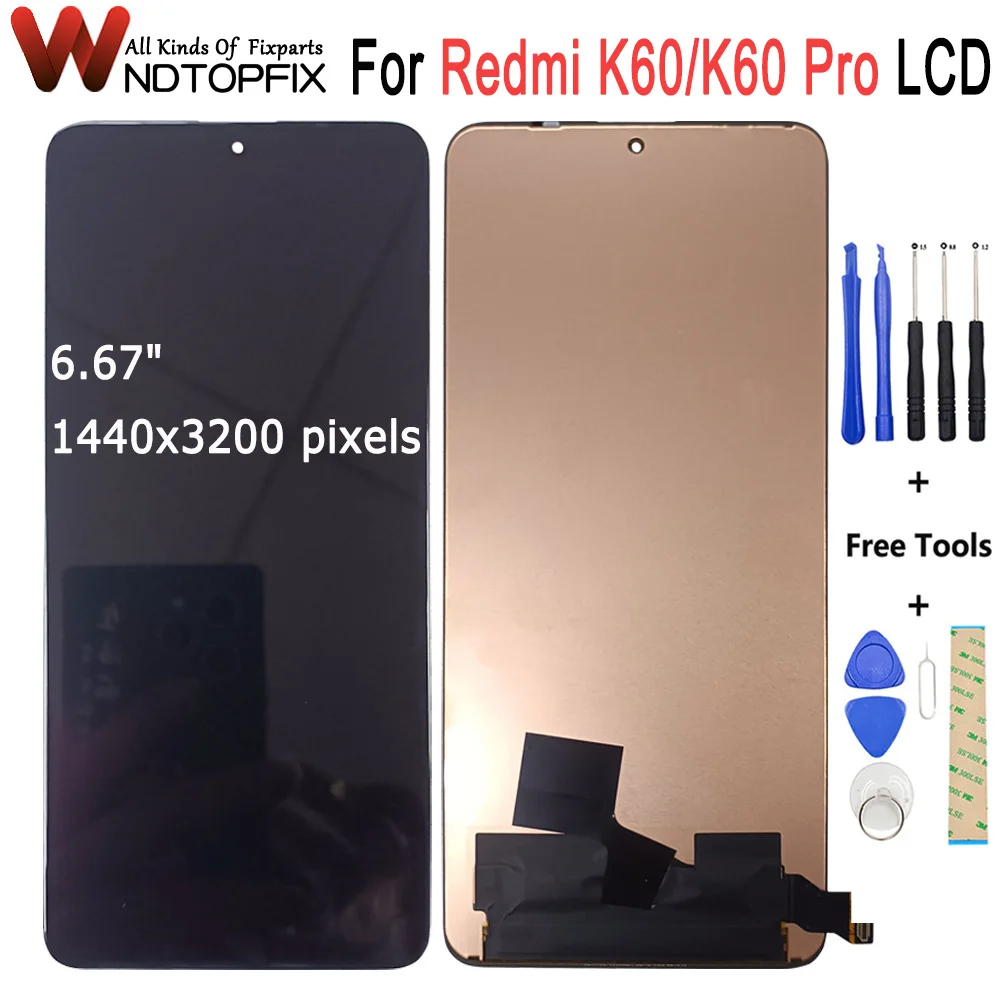 

OLED Display For Xiaomi Redmi K60 Pro LCD Display Touch Screen Digitizer Assembly Repair Parts 6.67" For Redmi K60 LCD Screen